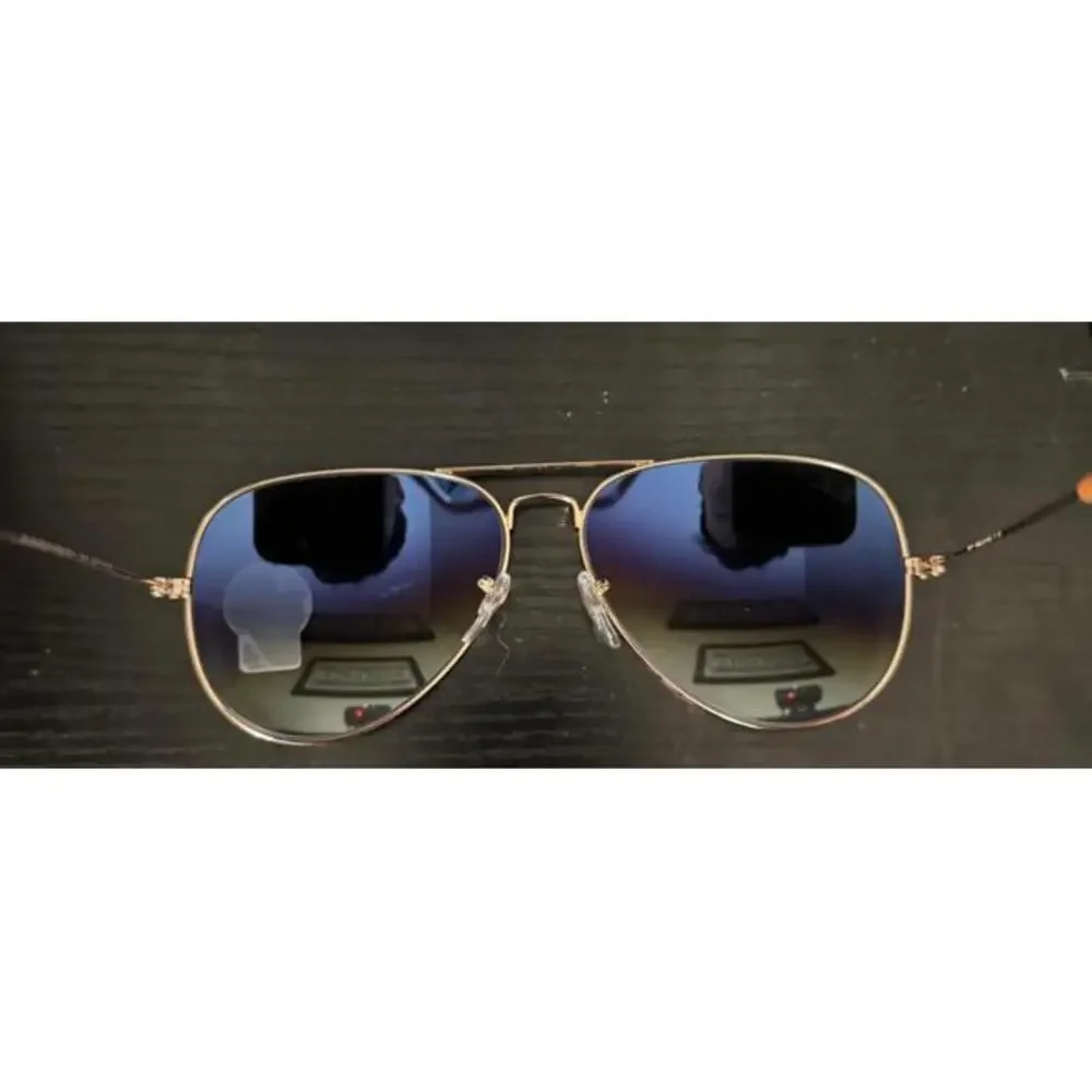 💁🏽‍♂️NEW Ray Ban RB3026 62mm Aviator Gold Frame‎ Blue Gradient Lens Sunglasses
